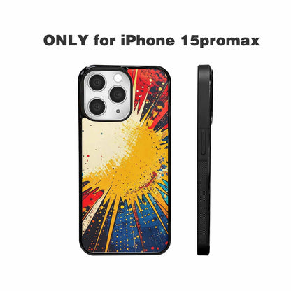 iPhone 15 Pro Max Case — Comic Halftone Comic Bursts Pattern Hundreds, Personalized Phone Case
