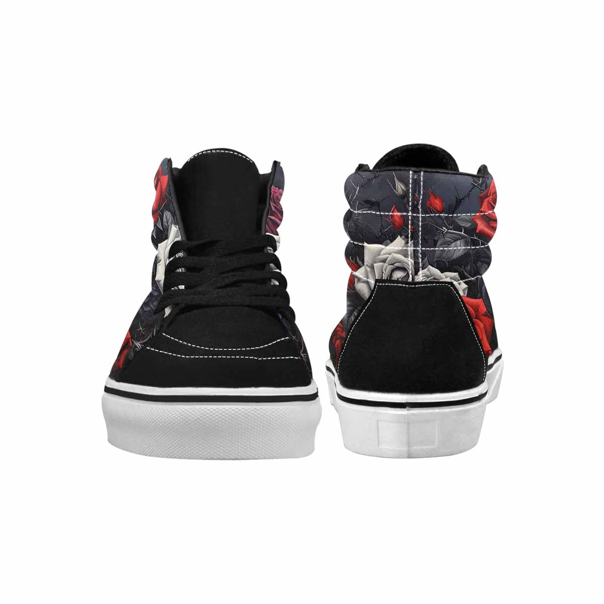 WOMEN'S Black Gothic Rose High Top Canvas Vivid Sneakers