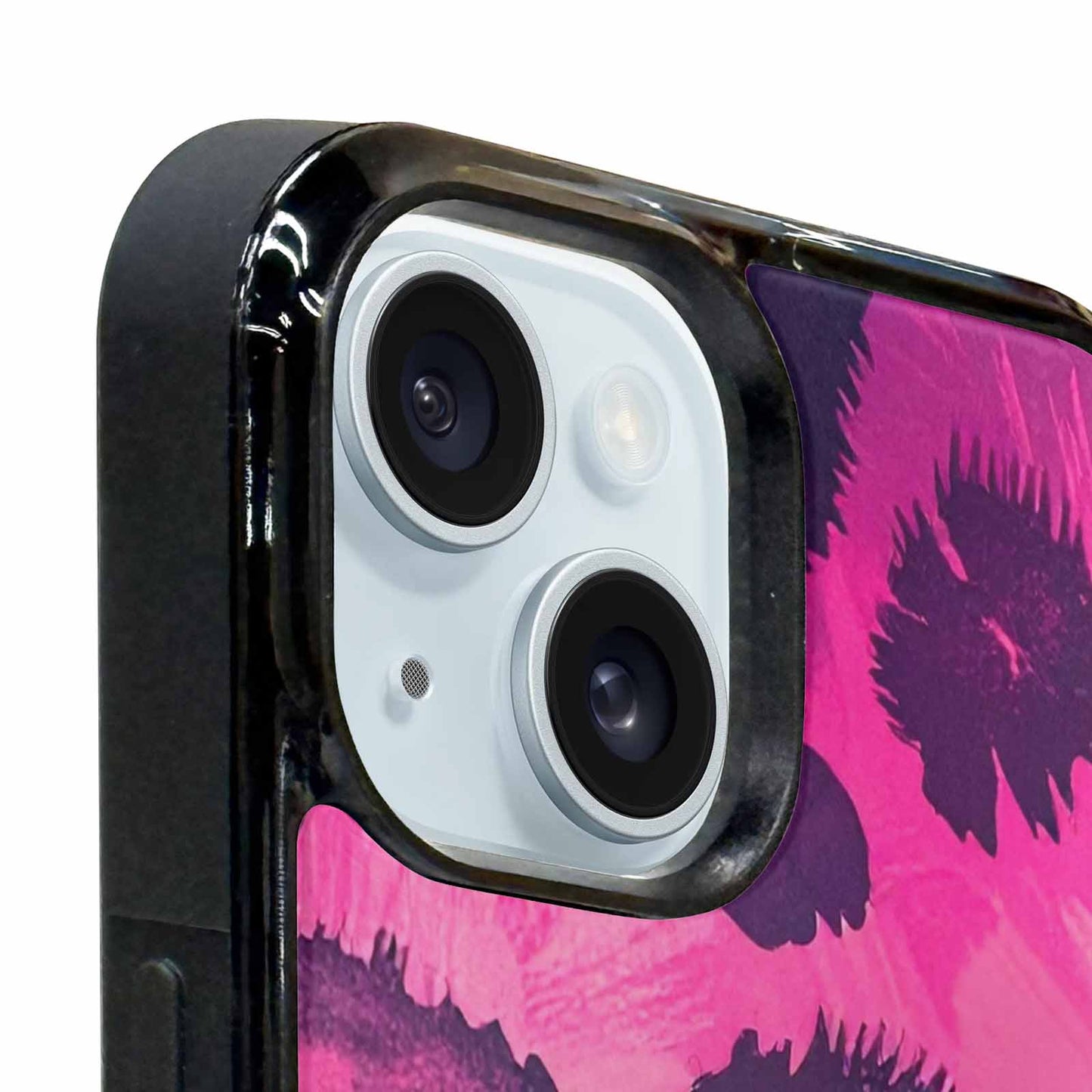 iPhone 15 Plus Case — Leopard Neon Pink Teal Airbrush, Custom Designed Case Cover