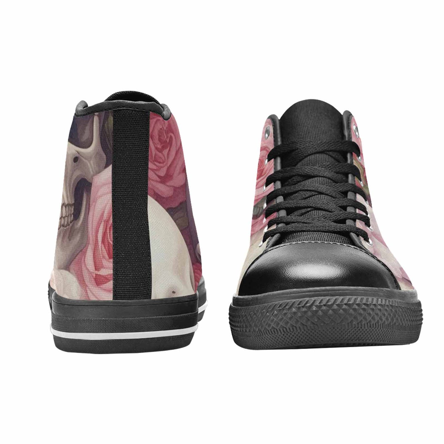 MEN'S Skulls Roses Soft Airbrush High Top Canvas Wallpaper Art Custom Sneakers