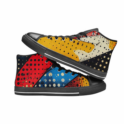 WOMEN'S Comic Book Halftone High Top Canvas Dark Academia Shoes