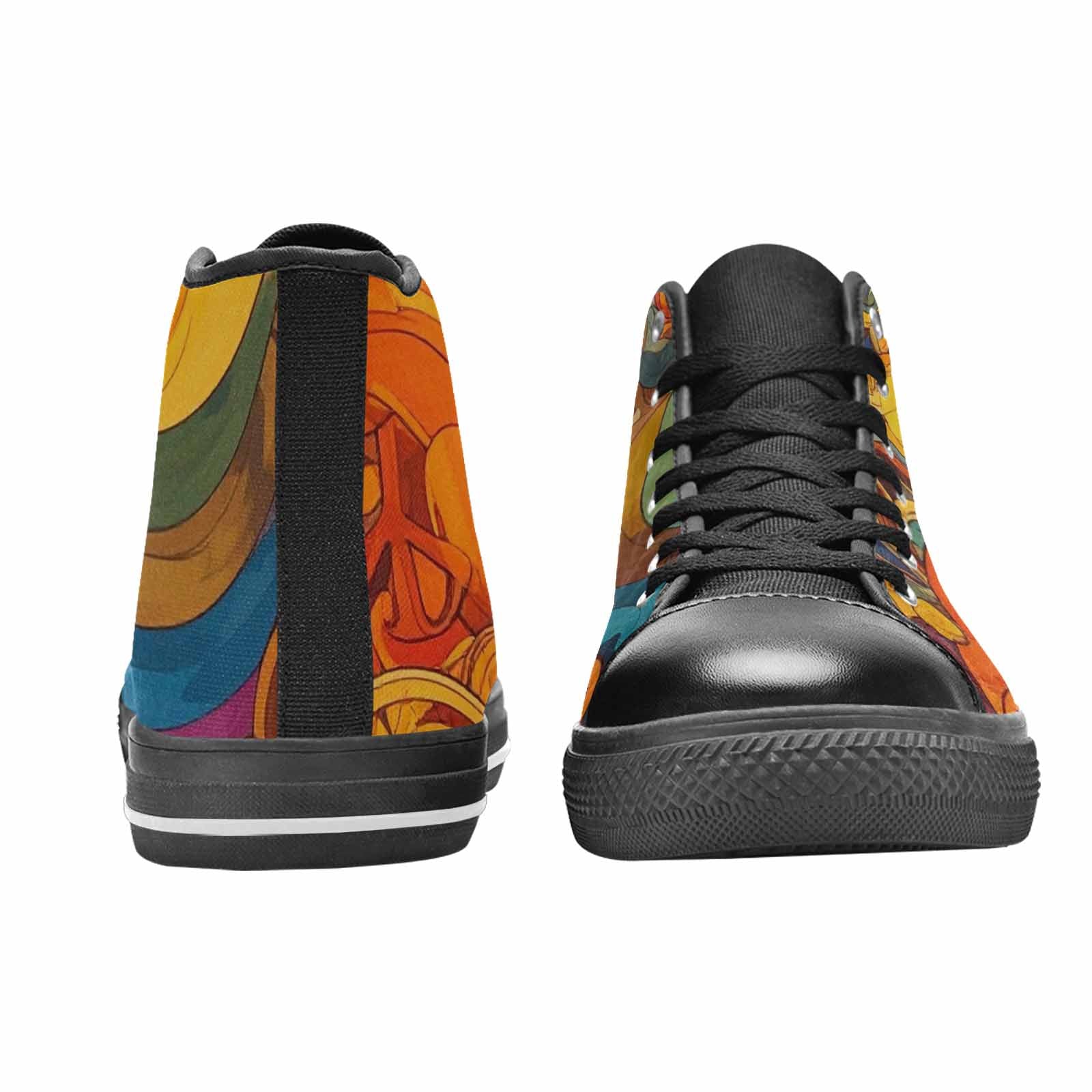 MEN'S Groovy 70S Peace High Top Canvas Grunge Sneakers