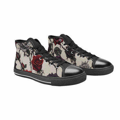 MEN'S Black Gothic Rose High Top Canvas Neon Fantasy Shoes