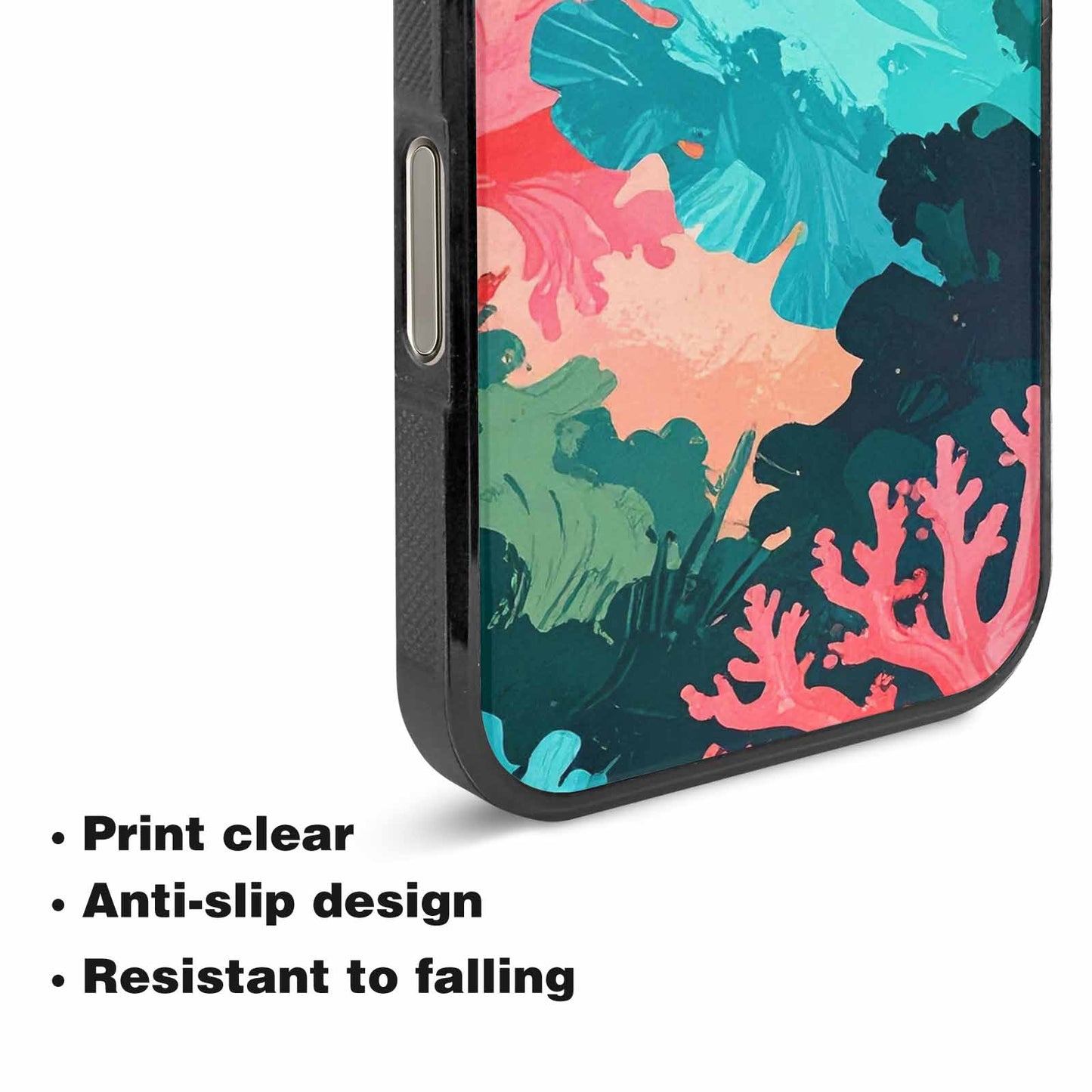 iPhone 16 Pro Case — Camo Coral Turquoise, Custom Made Phone Cover