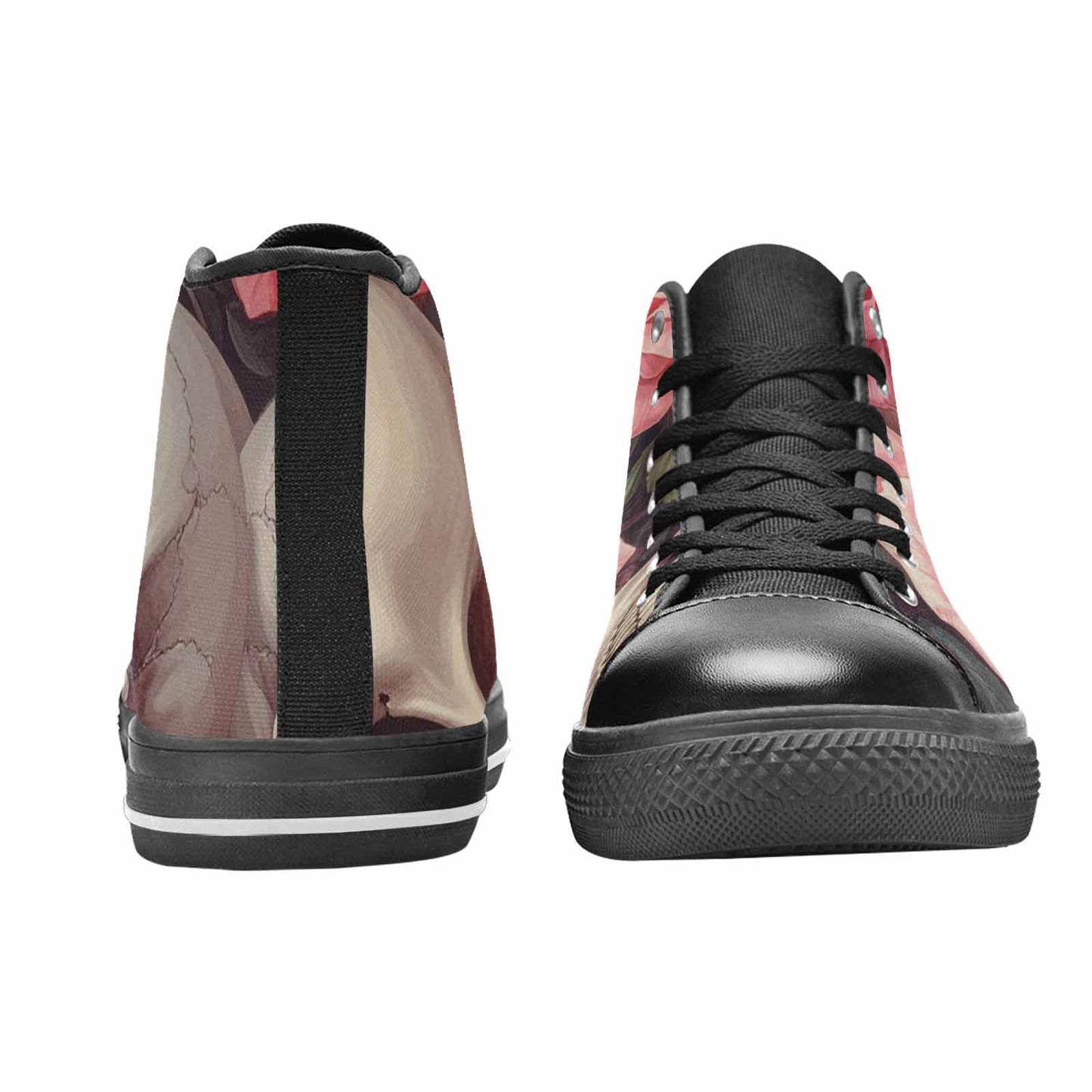 WOMEN'S Skulls Roses Soft Airbrush High Top Canvas Vibrant Chaos Custom Shoes