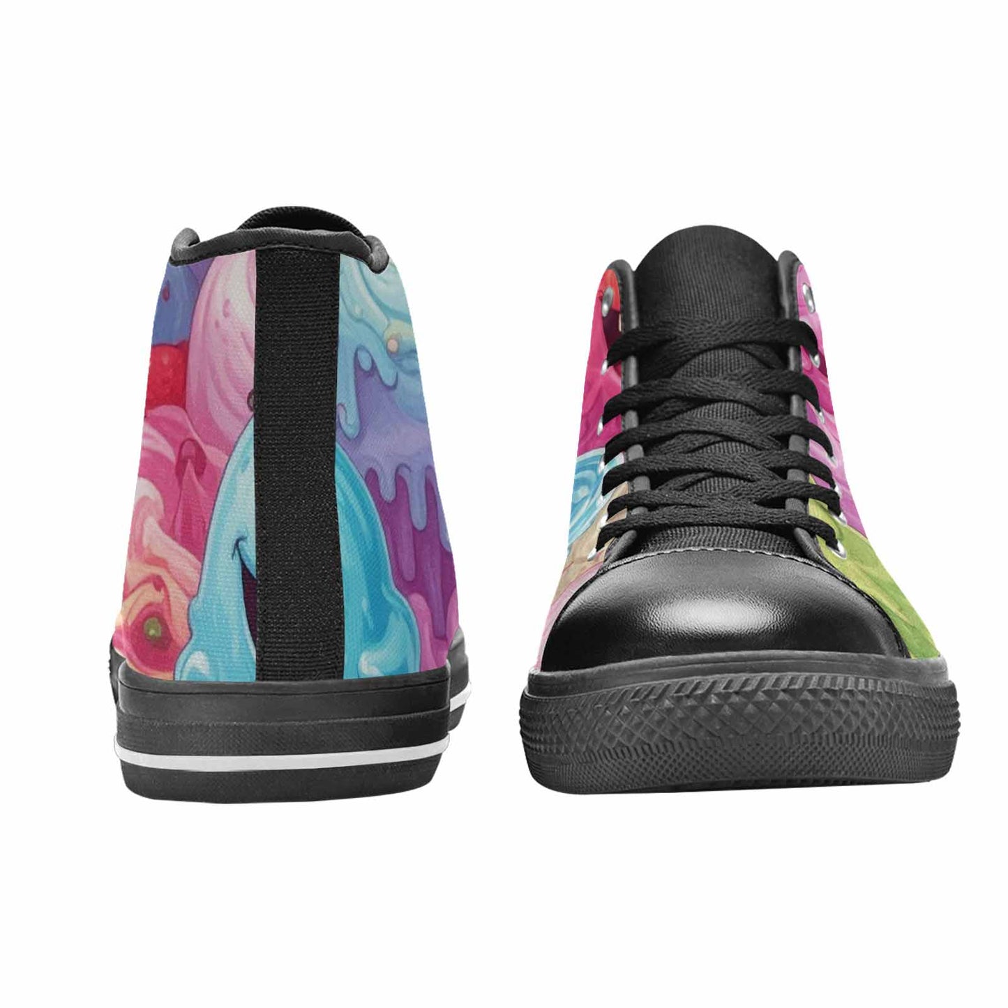 MEN'S Melting Icecream Monster Cherry High Top Canvas Surreal Shoes