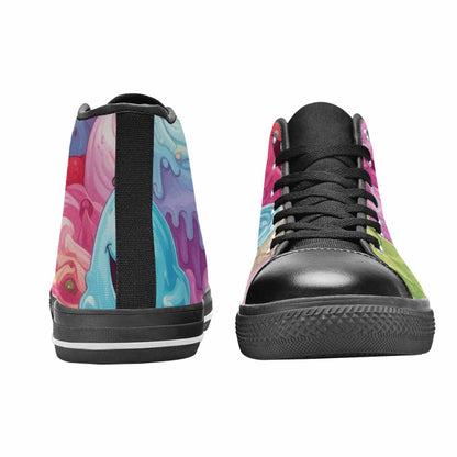 MEN'S Melting Icecream Monster Cherry High Top Canvas Surreal Shoes