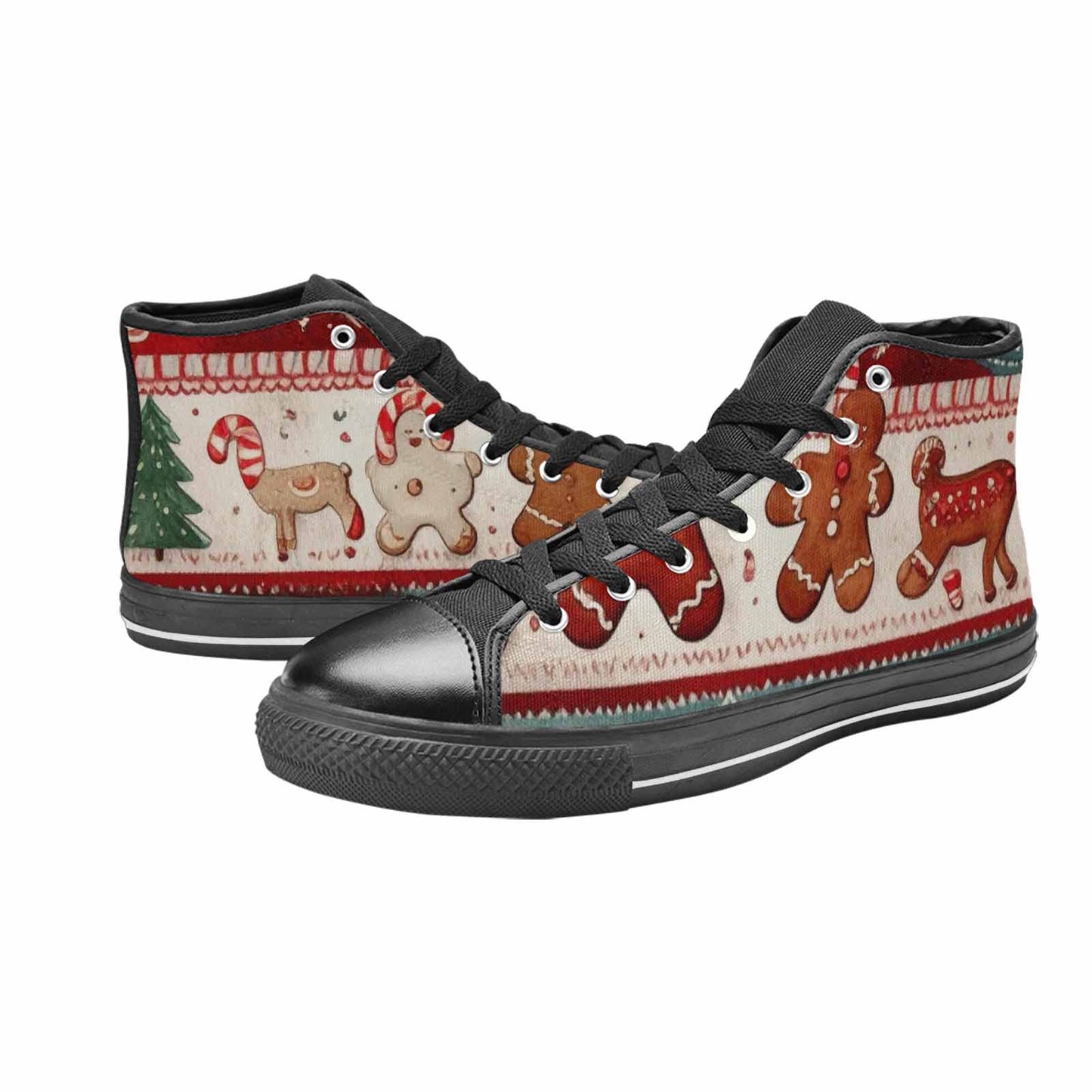 WOMEN'S Christmas Holly Snowflake High Top Canvas Surreal Sneakers