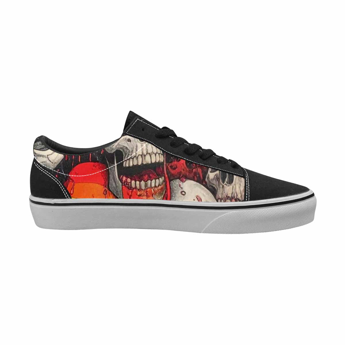 WOMEN'S Rainbow From Skull S Lace-Up Canvas Grunge Custom Shoes