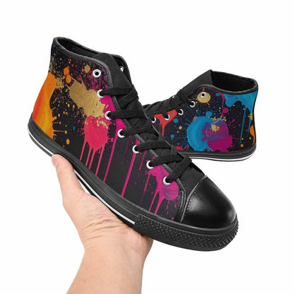 WOMEN'S Paint Splatter High Top Canvas Wallpaper Art Custom Sneakers