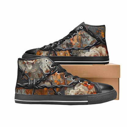 WOMEN'S Barbed Wire Chain High Top Canvas Neon Fantasy Sneakers