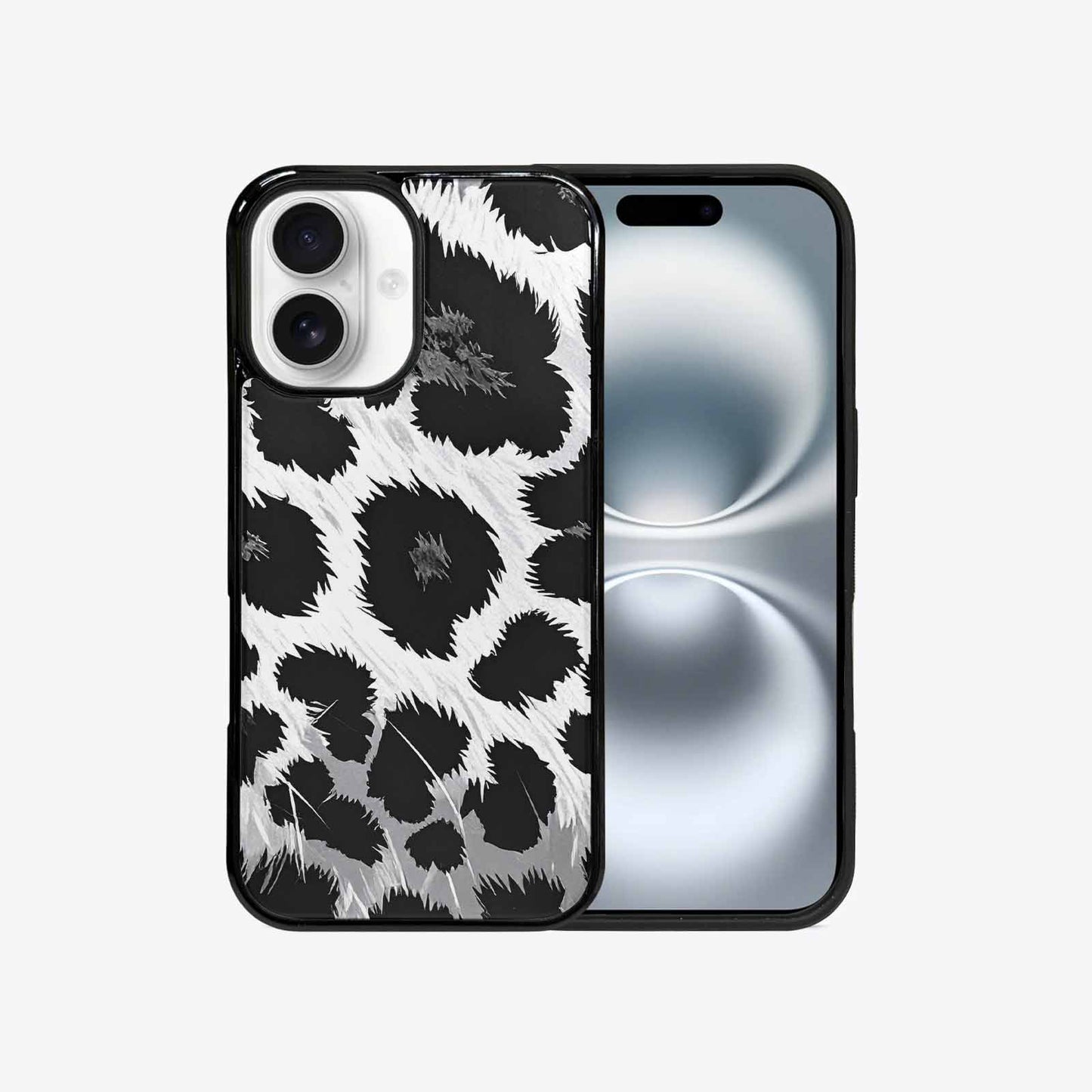 iPhone 16 Case — Leopard Print Black And White Style, Customized Protective Case