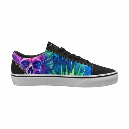 WOMEN'S Tie Dye Skulls Print Canvas Lace-Up Surreal Custom Shoes