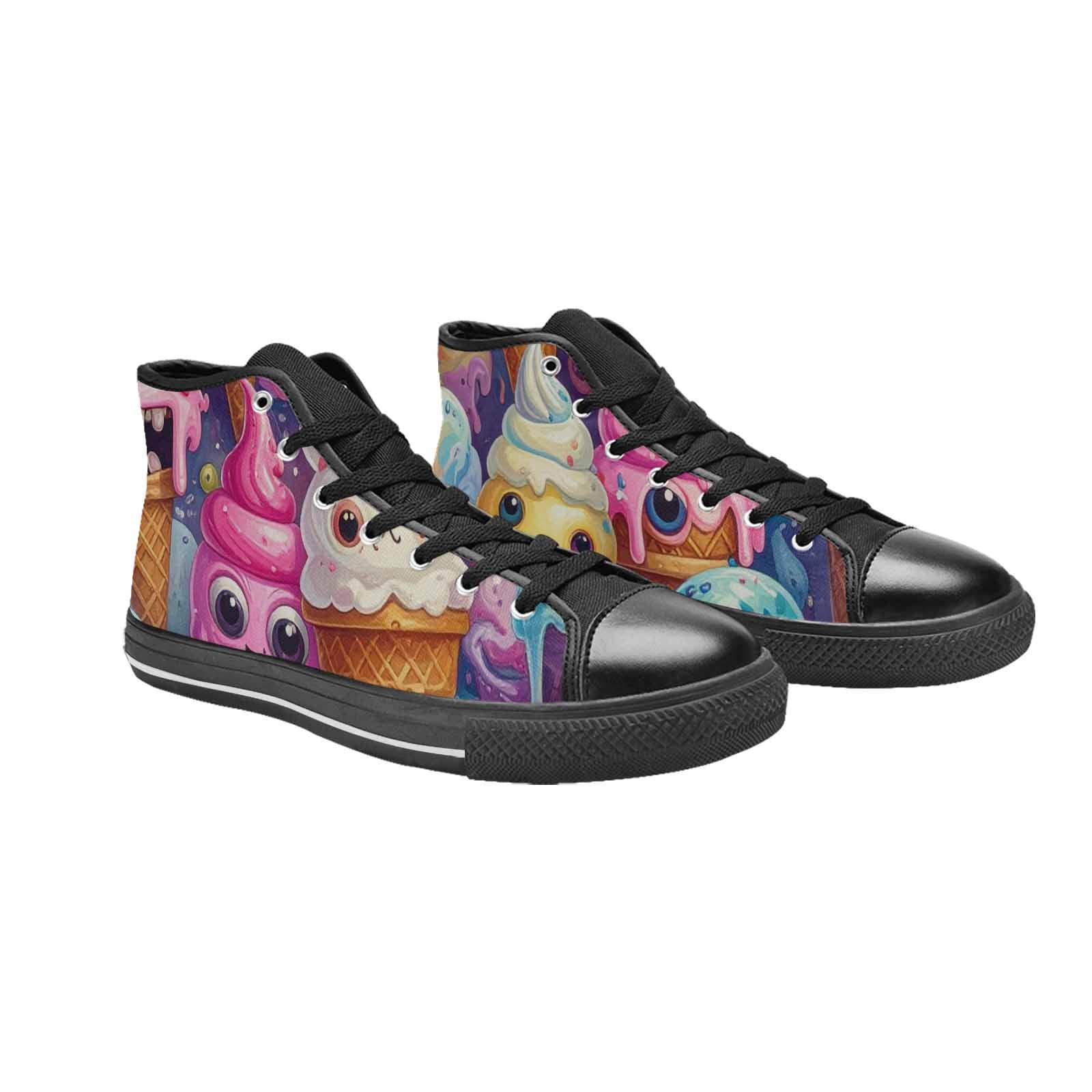 WOMEN'S Melting Icecream Cone Monster High Top Canvas Cottagecore Custom Sneakers