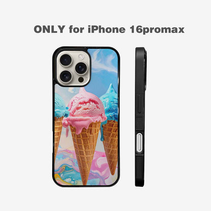 iPhone 16 Pro Max Case — Collage Of Overlapping Waffle Cone Icecream, Custom Print Case Cover