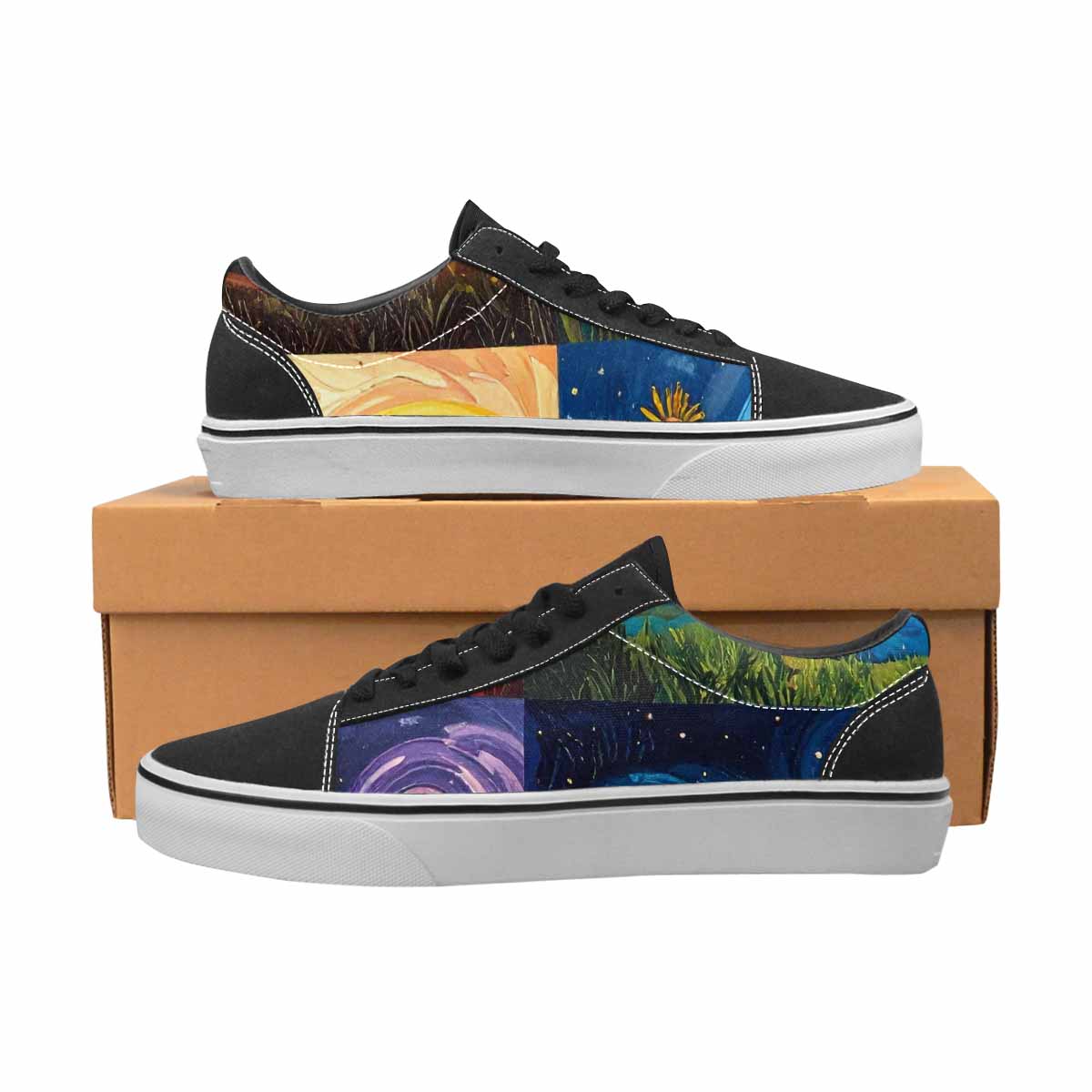 WOMEN'S Van Gogh-Style Swirl Canvas Lace-Up Vivid Custom Shoes