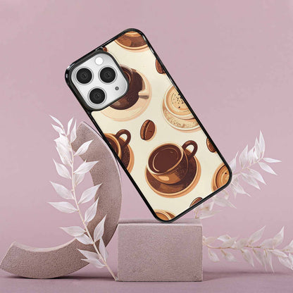 iPhone 15 Pro Max Case — Coffee Cup And Bean Pattern Seamless, Custom Art Phone Cover