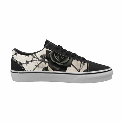 MEN'S Black Gothic Rose Canvas Lace-Up Vibrant Chaos Custom Shoes