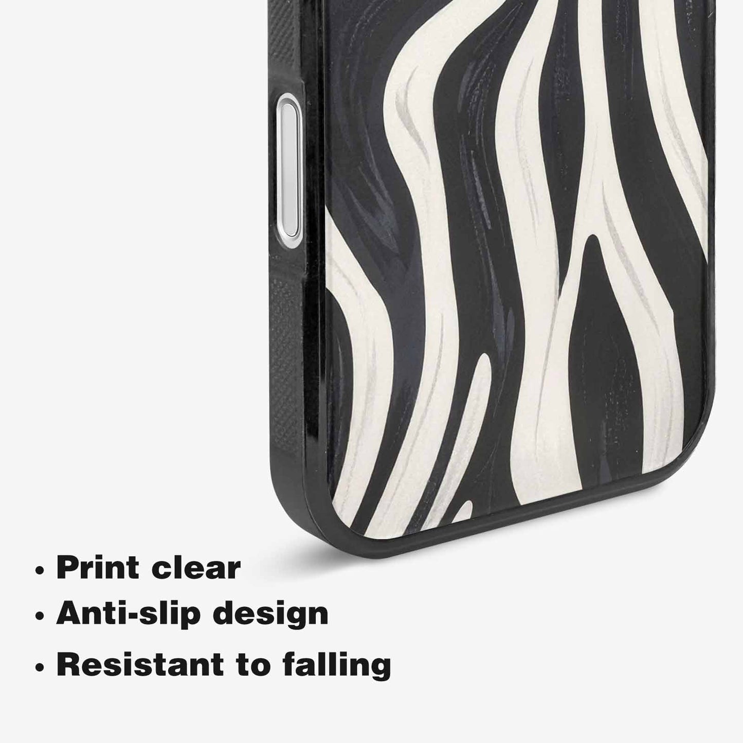 iPhone 16 Plus Case — Modern Zebra Stripe Print Crisp Black, Custom Print Case Cover