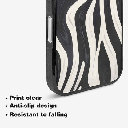 iPhone 16 Plus Case — Modern Zebra Stripe Print Crisp Black, Custom Print Case Cover