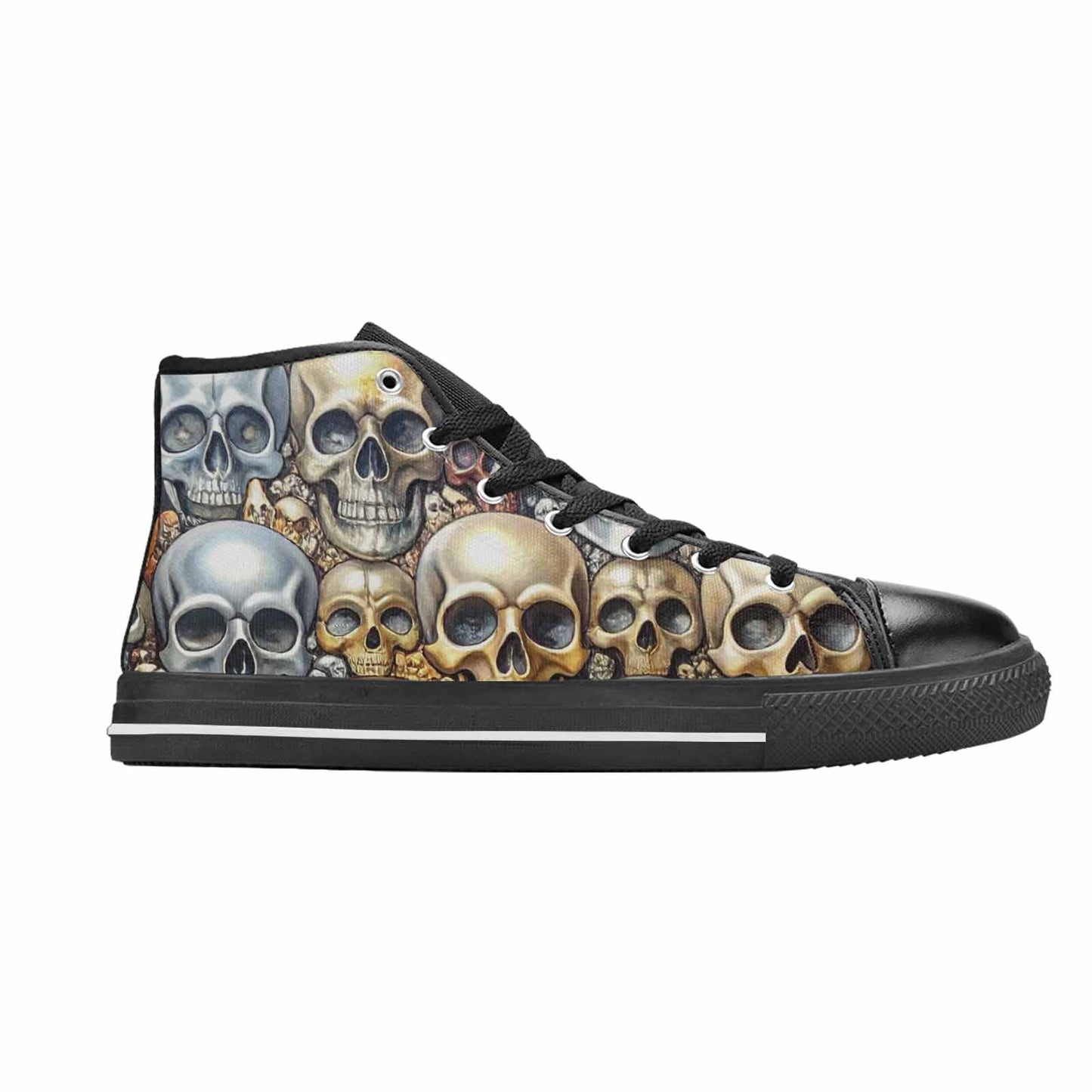 MEN'S Skulls - Metallic-Chrome- High Top Canvas Aesthetic Sneakers