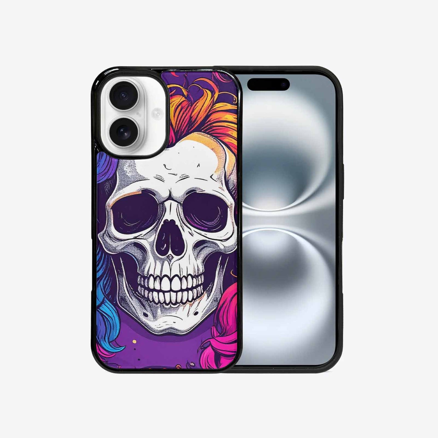 iPhone 16 Case — Pride Flag Skulls Seamless Pattern Vibrant, Personalized Phone Case