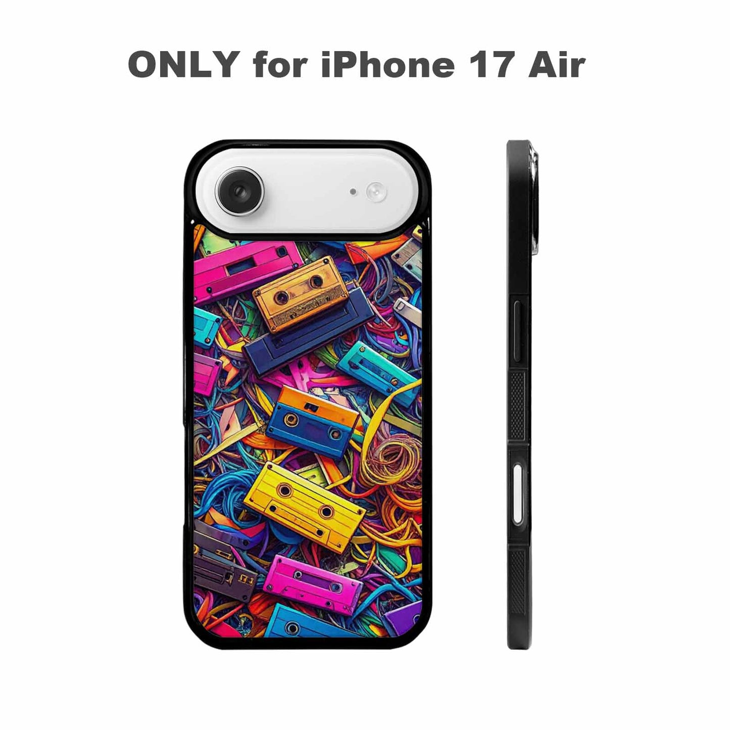 iPhone 17 Air Case — Retro Cassette Tape Pattern Hundreds Retro, Custom Art Phone Cover