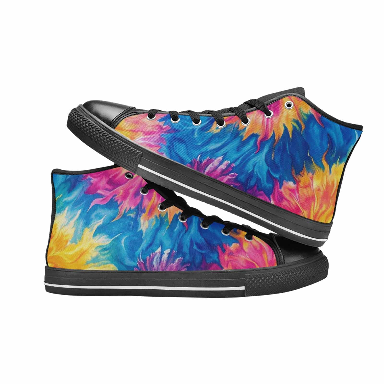 MEN'S Tie Dye Swirl High Top Canvas Grunge Custom Shoes
