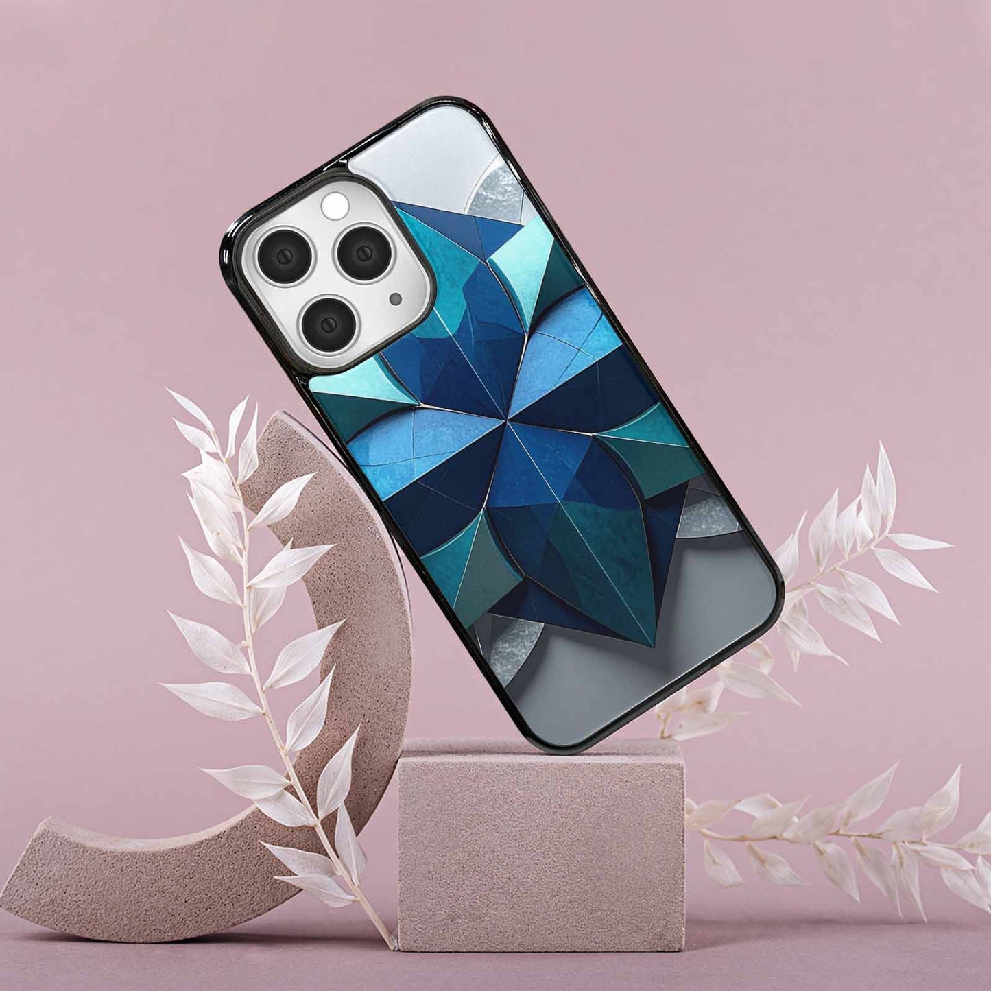 iPhone 15 Pro Max Case — Geometric Origami Art Pattern, Custom Printed Phone Case