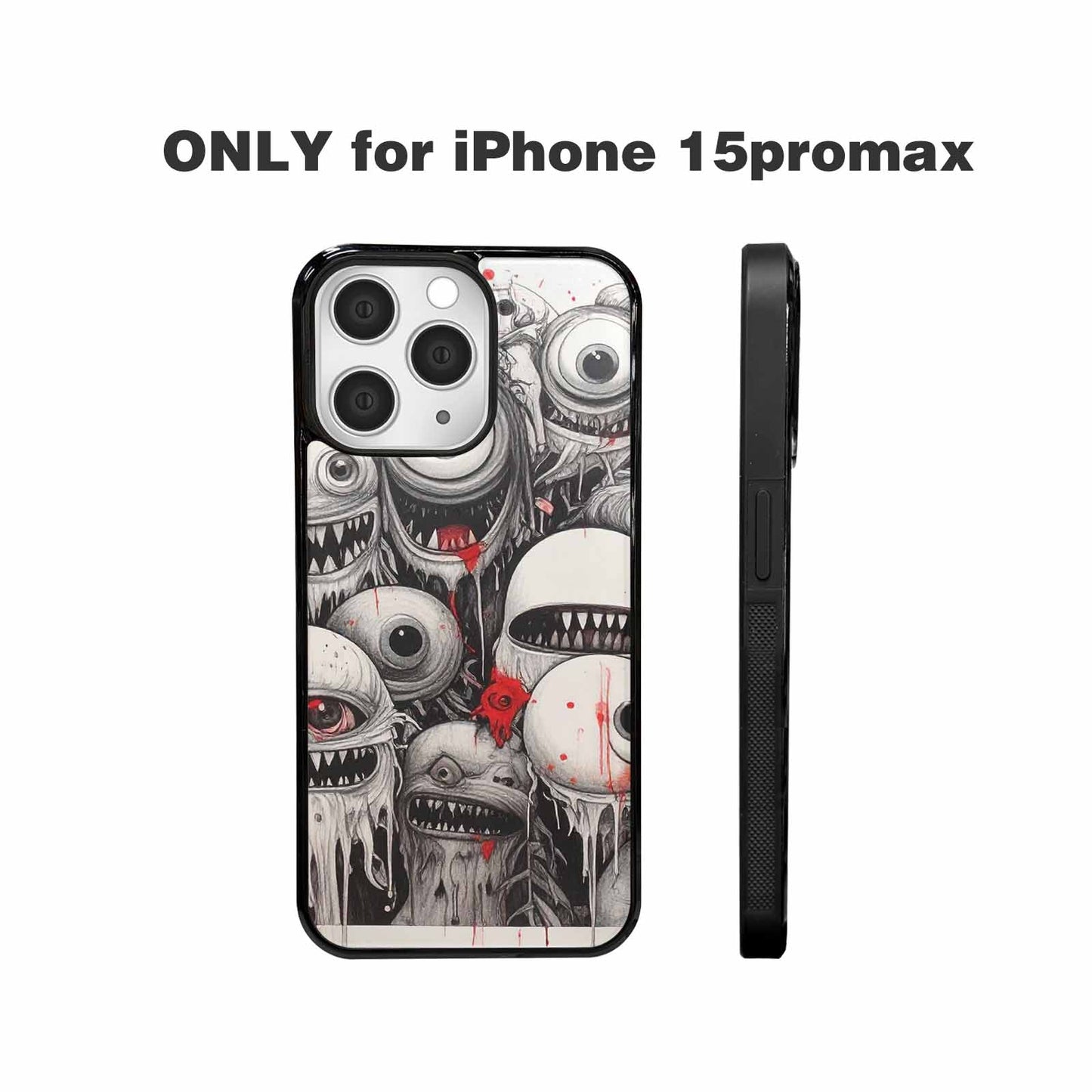 iPhone 15 Pro Max Case — Multi Eye Monster Black Red Ink, Custom Designed Case Cover