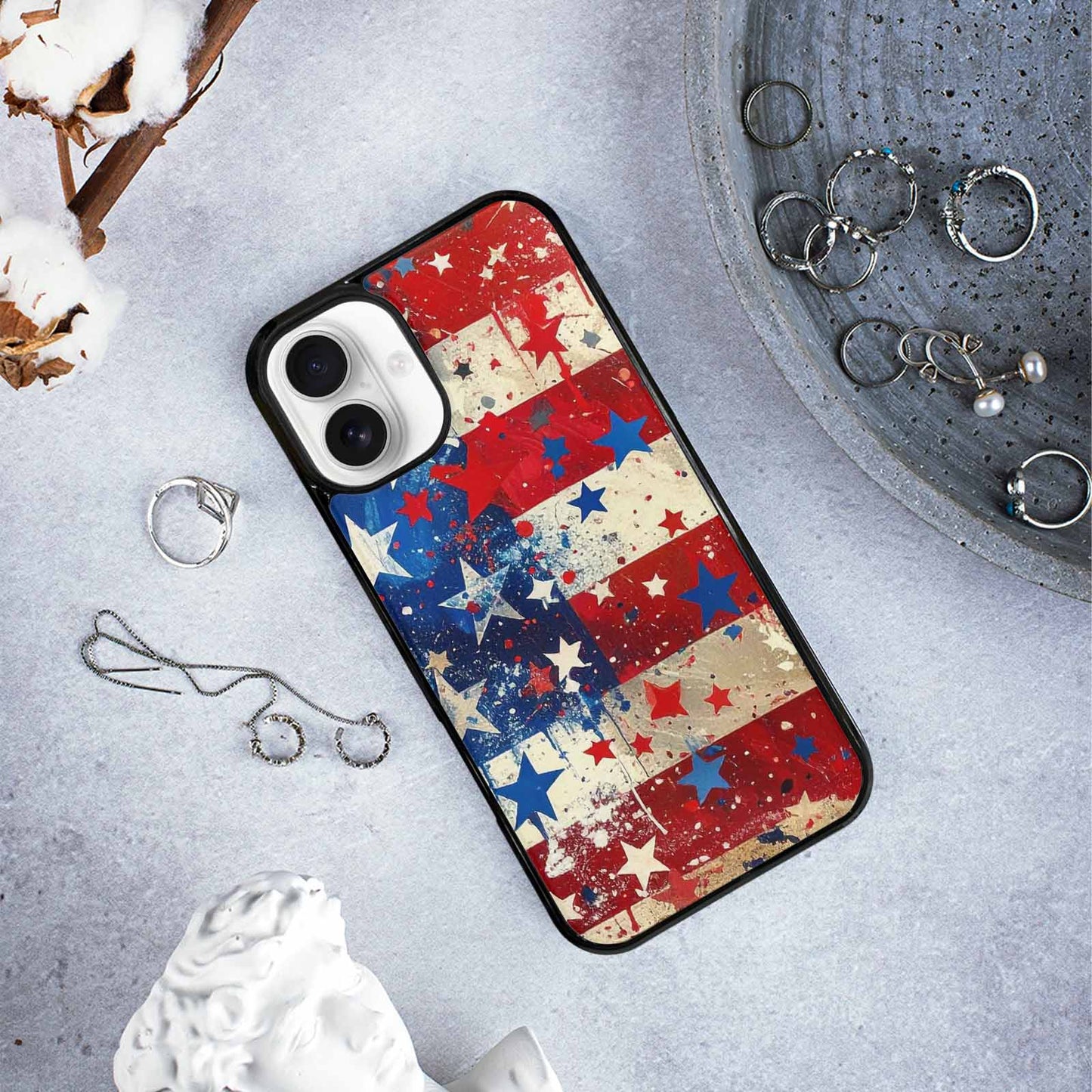 iPhone 16 Plus Case — Patriotic Stars And Stripes American Stars, Custom Phone Case