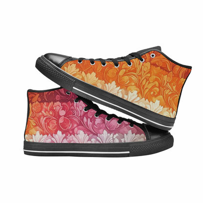 MEN'S Lesbian Flag Color High Top Canvas Dreamcore Custom Shoes