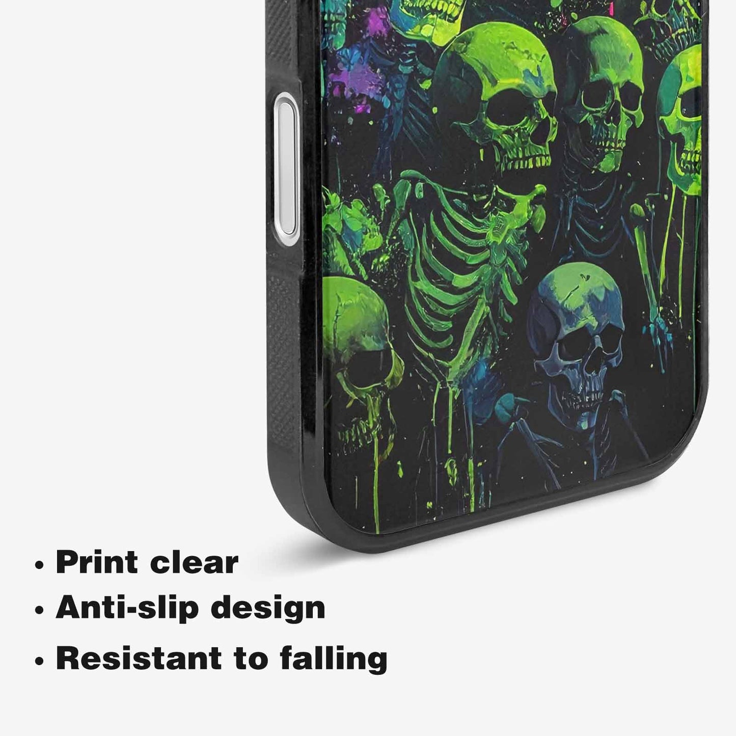 iPhone 16 Plus Case — Skeletons Neon Green Glow Skeletons Pattern, Unique Phone Case Design