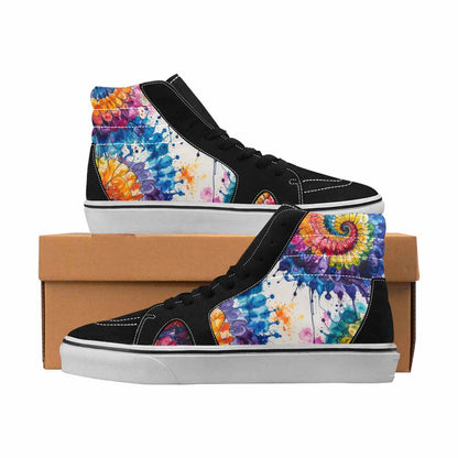 MEN'S Tie Dye Black & Blue Ink High Top Canvas Unique Print Aesthetic All Over Print Shoes