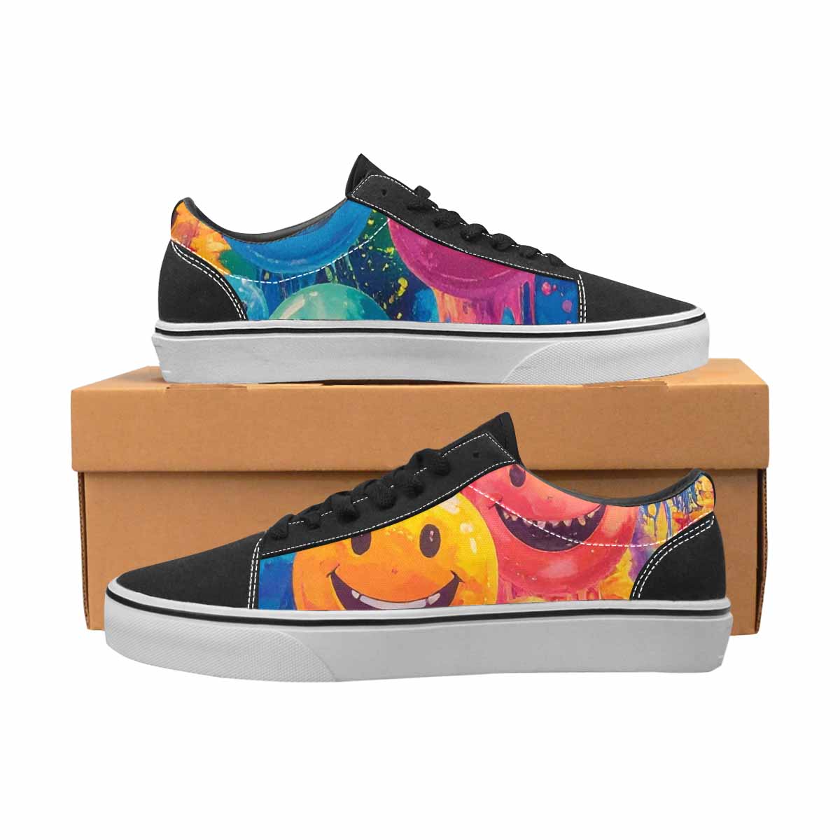 WOMEN'S Smiley Facessmiley Faces  Lace-Up Canvas Vivid Sneakers
