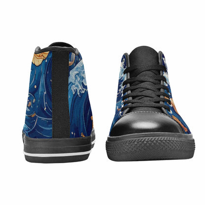 WOMEN'S Ocean Wave High Top Canvas Vivid Custom Shoes