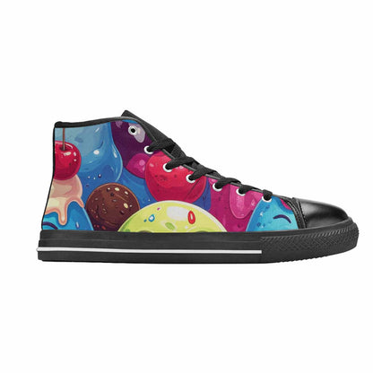 MEN'S Melting Icecream Monster Cherry High Top Canvas Neon Fantasy Sneakers