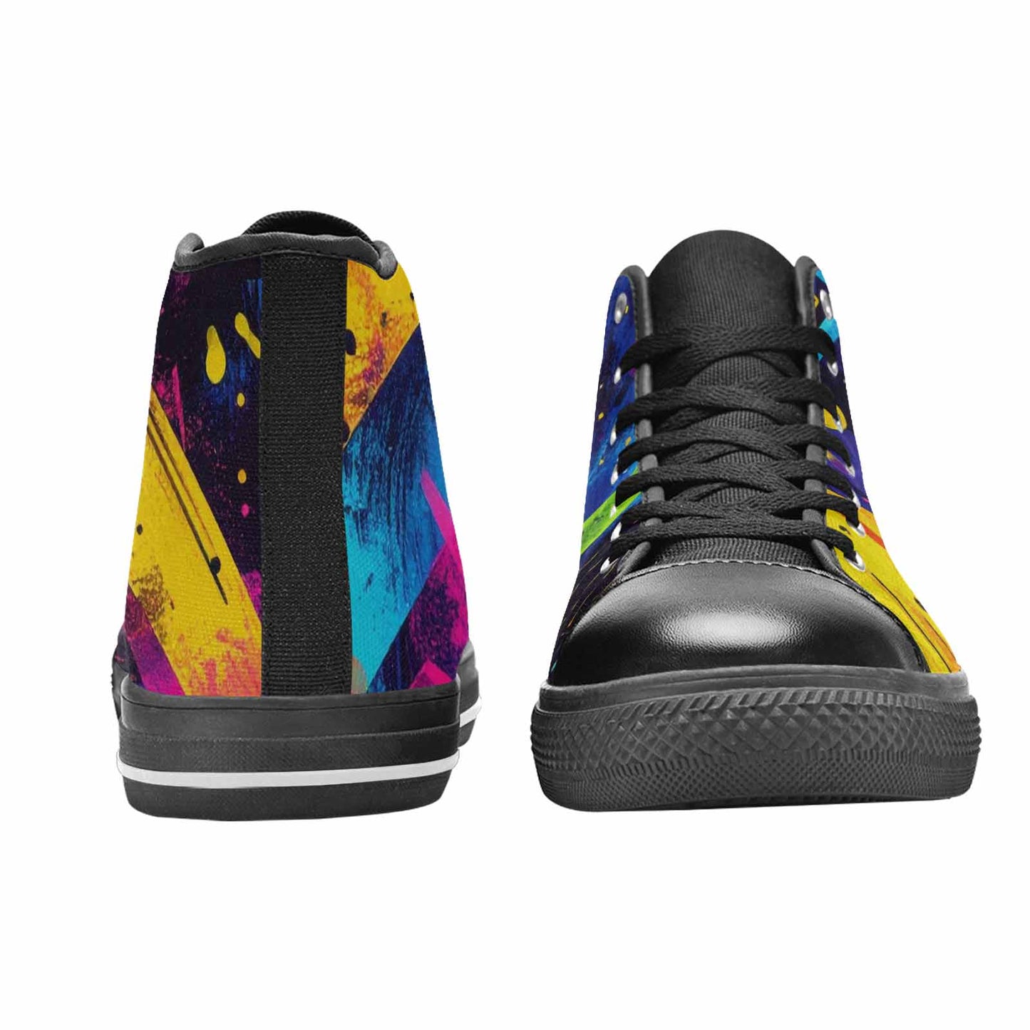 WOMEN'S Memphis Squiggles Triangles Dots High Top Canvas Neon Fantasy Shoes