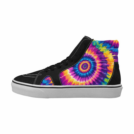 WOMEN'S Tie Dye Neon Spiral Burst High Top Canvas Grunge Custom Sneakers