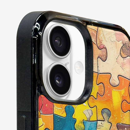 iPhone 16 Case — Autism Puzzle Pieces Puzzle Piece Pattern, Custom Print Case Cover