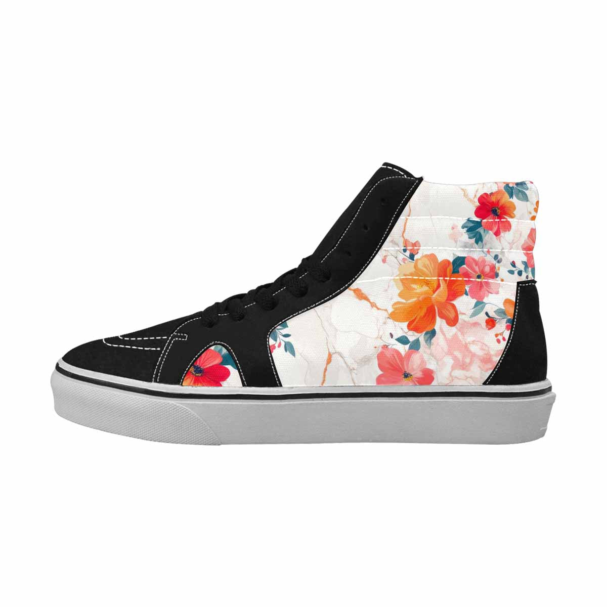 MEN'S Marble Floral High Top Canvas Aesthetic Custom Sneakers