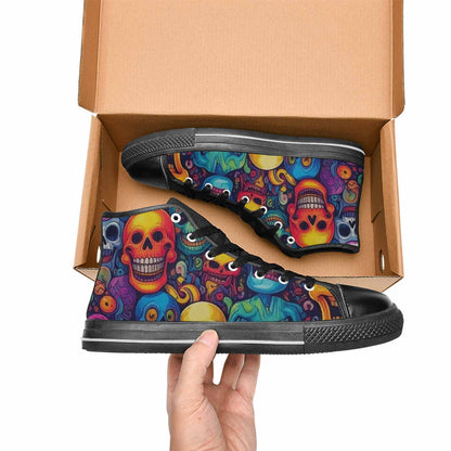 WOMEN'S Skeleton People Face High Top Canvas Y2K Custom Sneakers