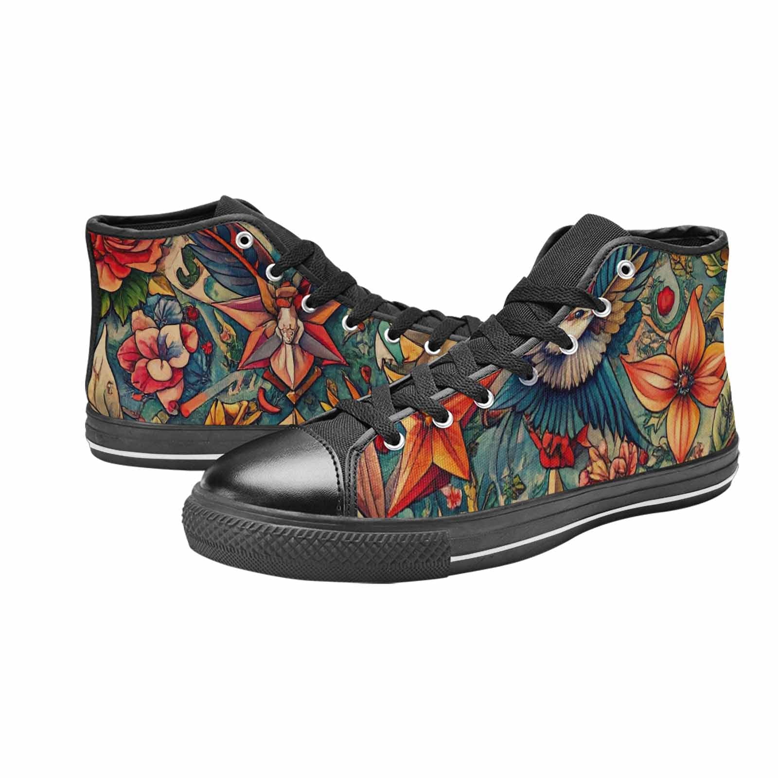 WOMEN'S Old School Tattoo High Top Canvas Neon Fantasy Custom Sneakers
