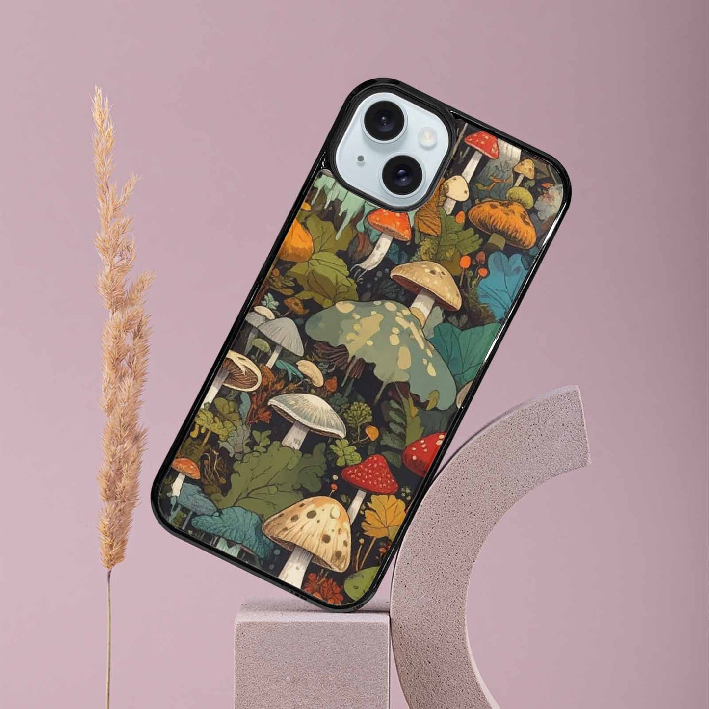 iPhone 15 Plus Case — Mushrooms Camomushrooms Patter Bki Personalized Phone, Customized Protective Case