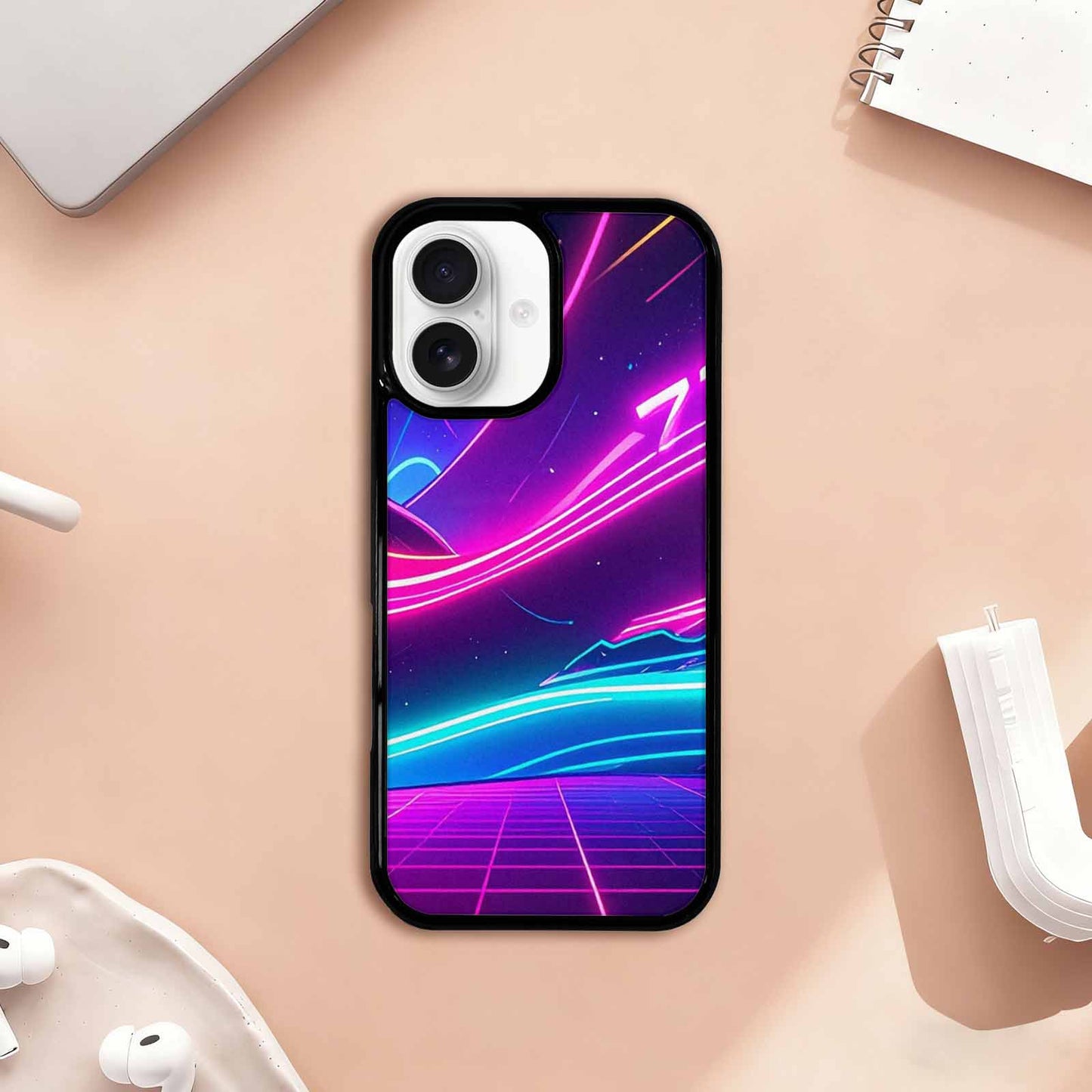 iPhone 17 Case — Neon Cartoon Art Pattern Retro Vintage, Custom Phone Case