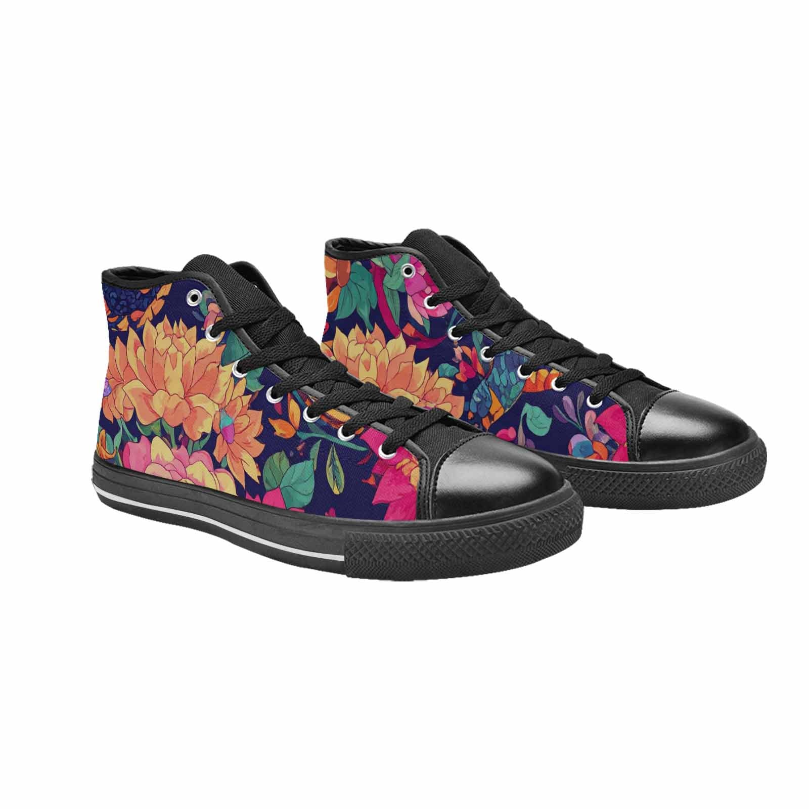 MEN'S Floral Snake Print High Top Canvas Y2K Custom Sneakers