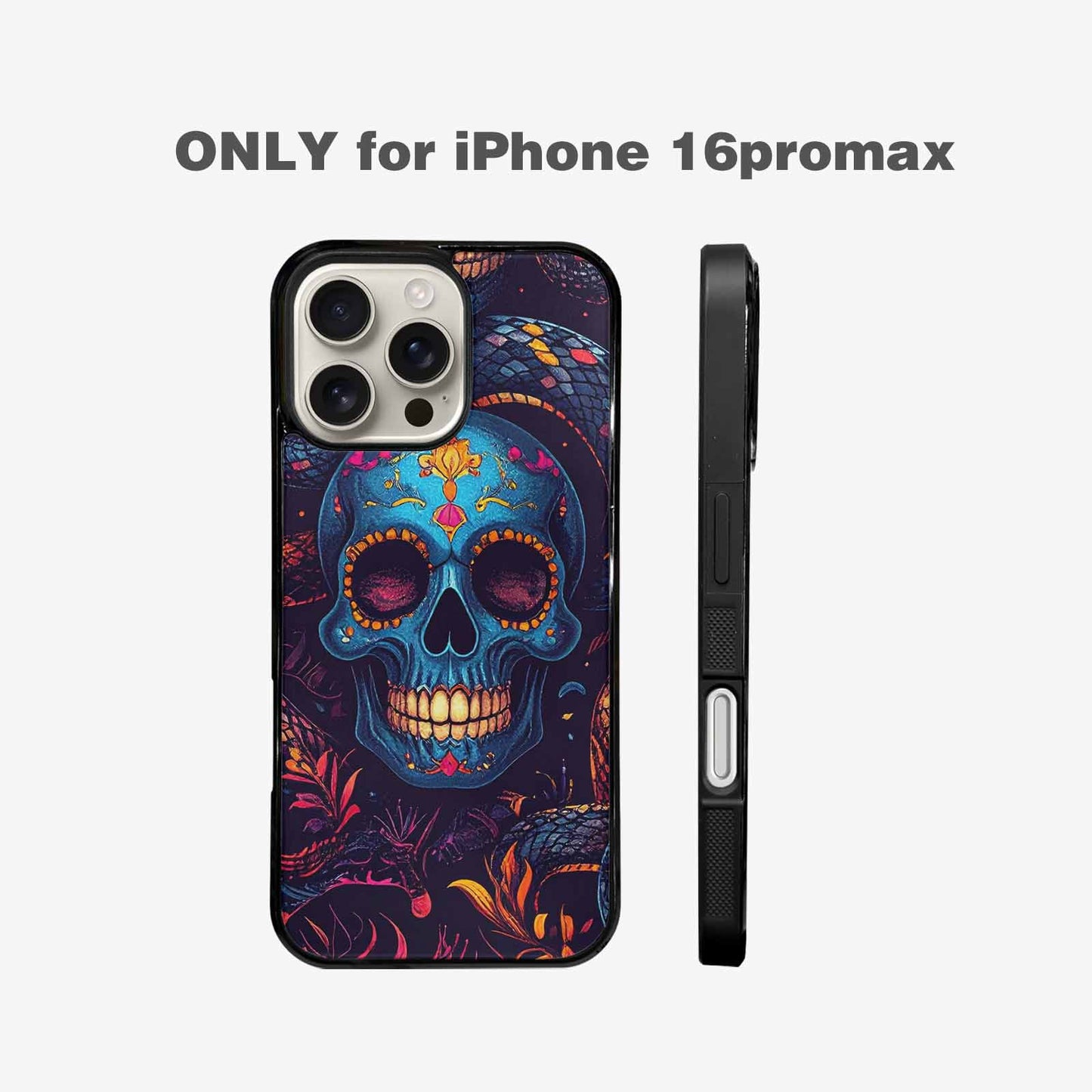 iPhone 16 Pro Max Case — Snake Skulls Print Custom, Custom Print Case Cover
