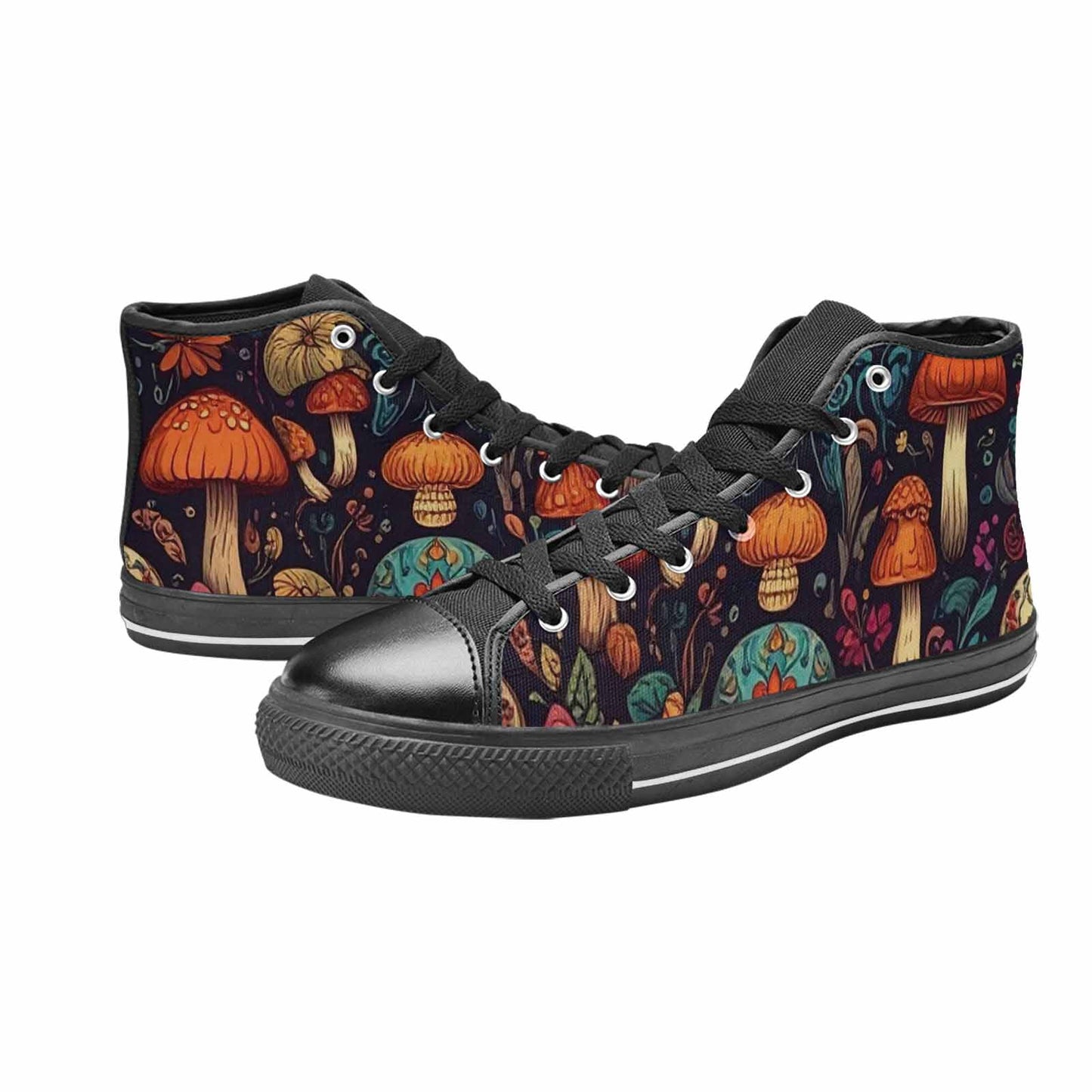 WOMEN'S Mushrooms And Skulls High Top Canvas Y2K Custom Sneakers