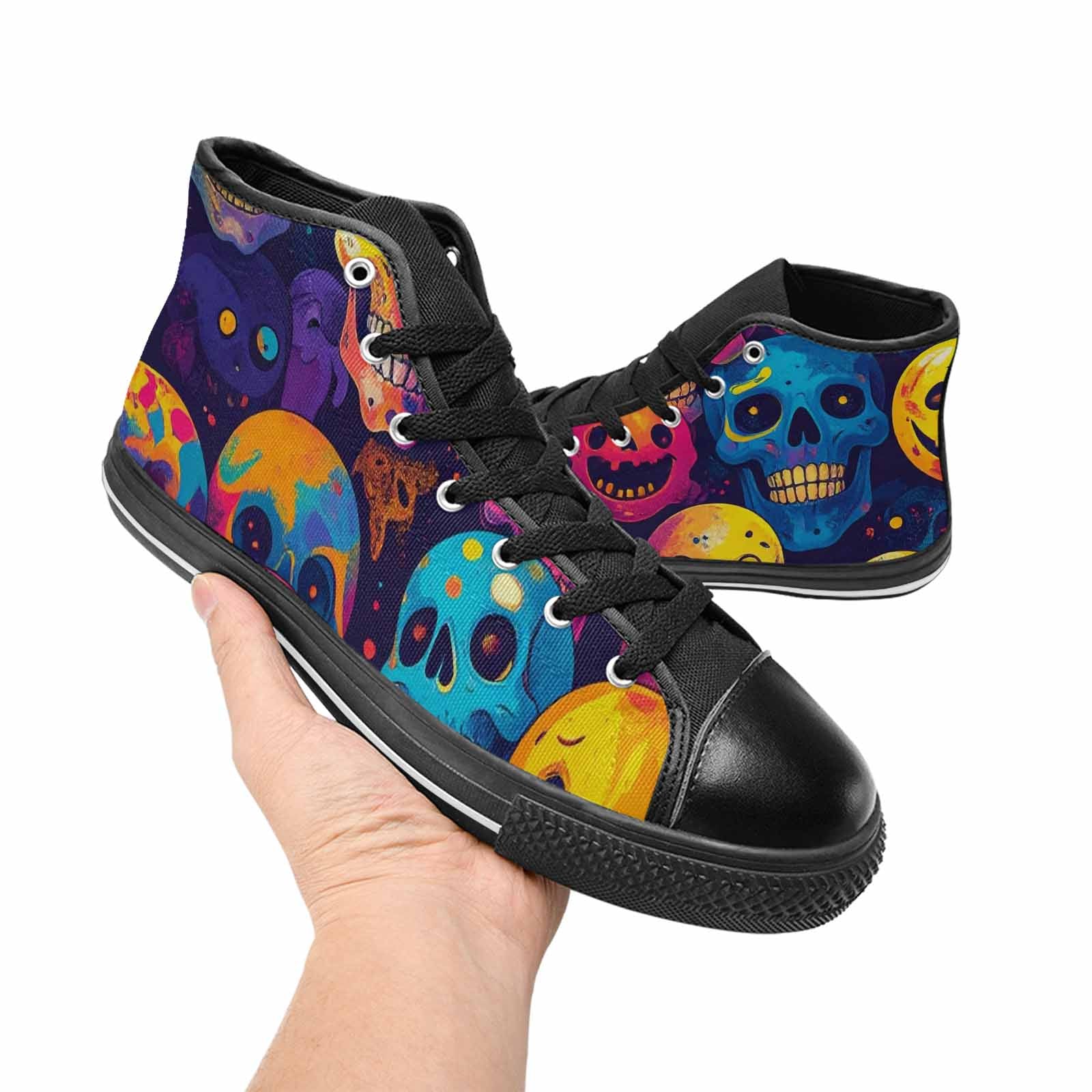 MEN'S Skeleton People Face High Top Canvas Cottagecore Custom Shoes
