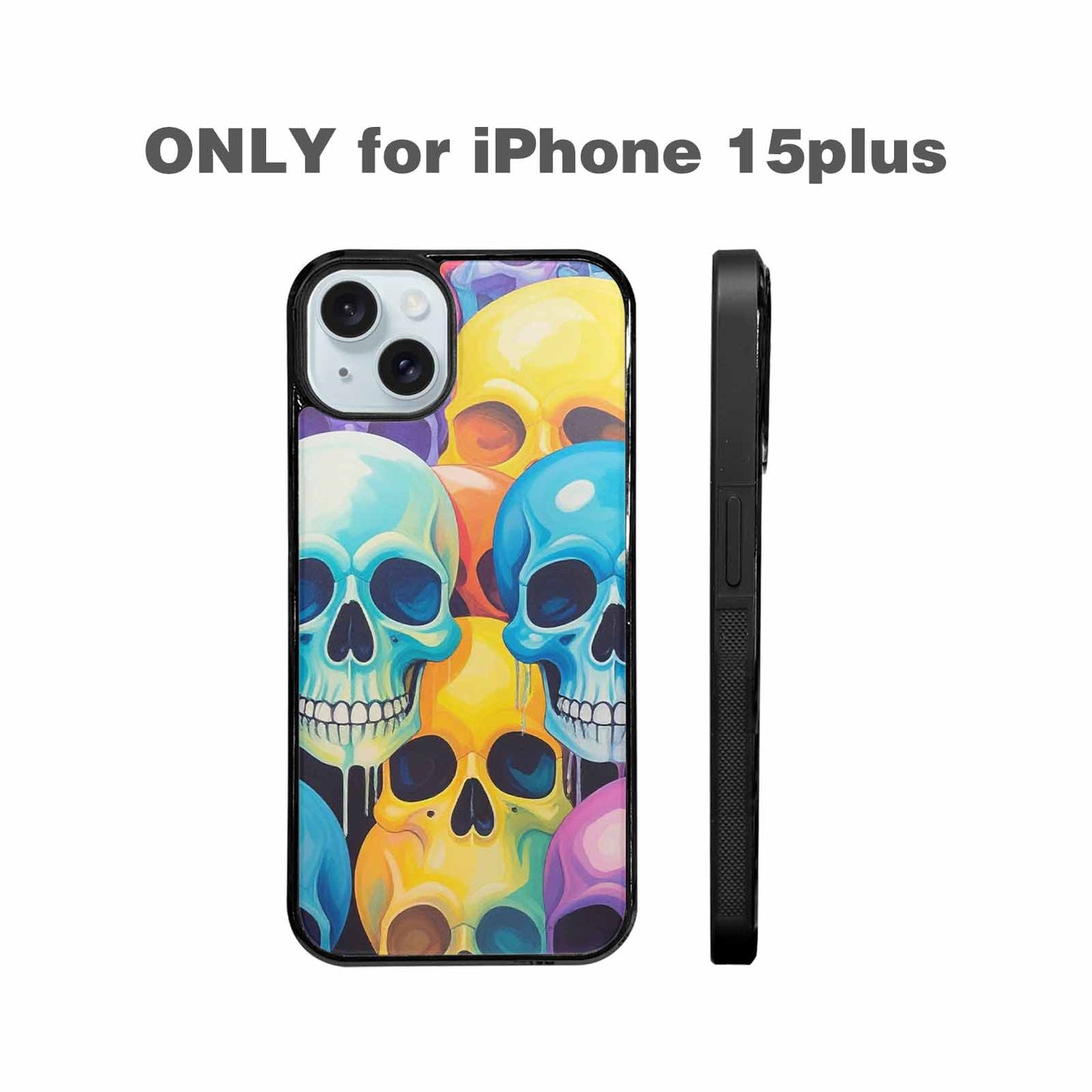 iPhone 15 Plus Case — Dripping Candy Skulls, Custom Designed Case Cover